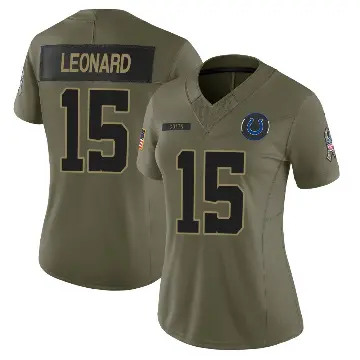＃15 Women's Riley Leonard Olive Limited Indianapolis Colts Sr. 2025 Salute to Service Jersey