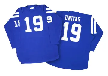 ＃19 Men's Johnny Unitas Blue Authentic Indianapolis Colts Mitchell And Ness Throwback Jersey