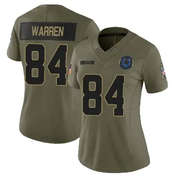 ＃84 Women's Tyler Warren Olive Limited Indianapolis Colts Sr. 2025 Salute to Service Jersey