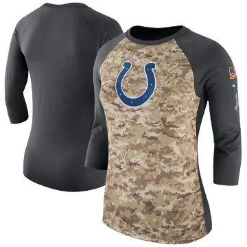 Women's Camo/Charcoal Legend Indianapolis Colts Salute to Service 2017 Three-Quarter Raglan Sleeve T-Shirt